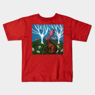 Hare among Snowdrops Kids T-Shirt